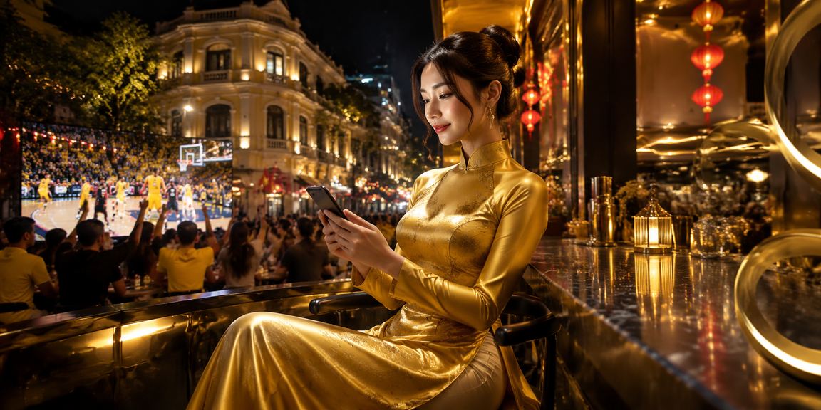 Người chơi cá cược bóng rổ tại Hà Nội với trang phục áo dài truyền thống