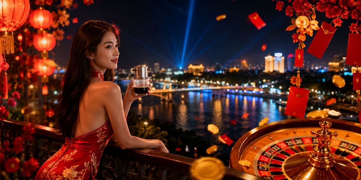 Hình ảnh cảnh quay casino với ánh đèn neon tại Huế